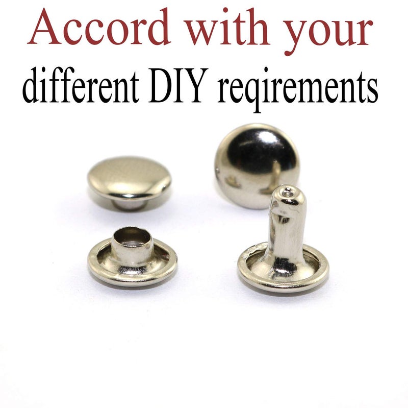 RuiLing 120pcs 8x8mm Silver Double Cap Rapid Rivets Round Head Decorative Rivets DIY Leather Craft Studs 5/16 inch - Image 2